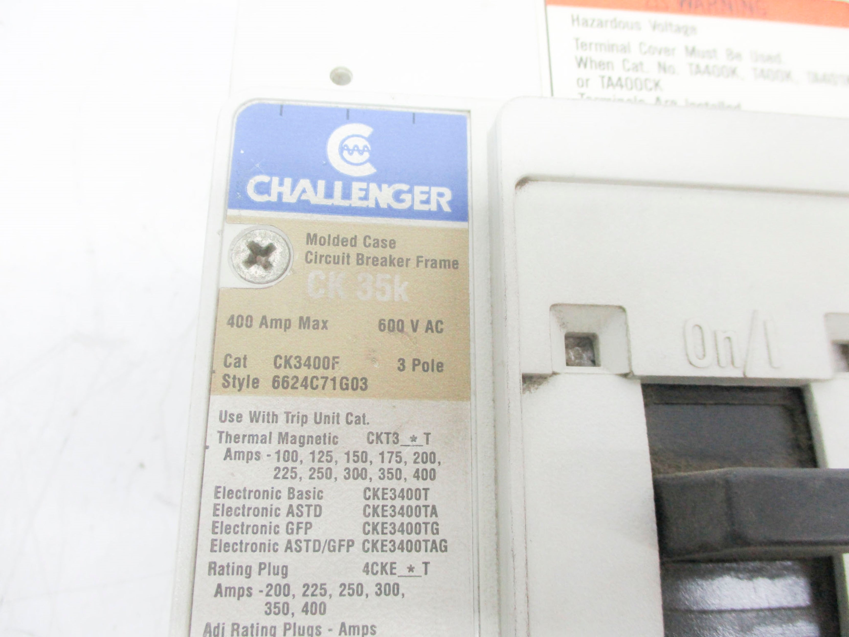 CHALLENGER CK3400F 350A TRIP 400A 600V UNMP