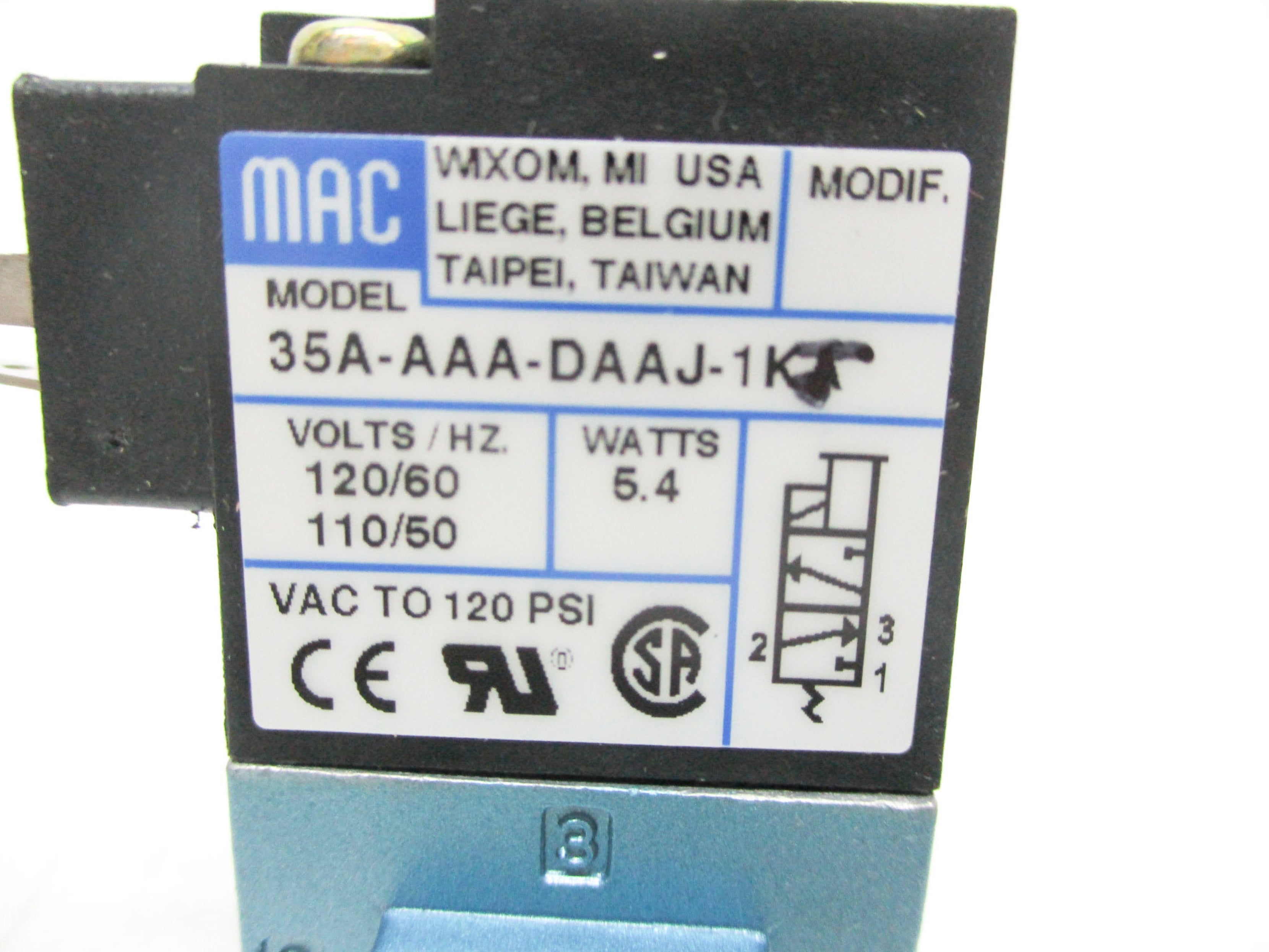 MAC 35A-AAA-DDAJ-1KJ 24VDC 120PSI (AS PICTURED) NSNP