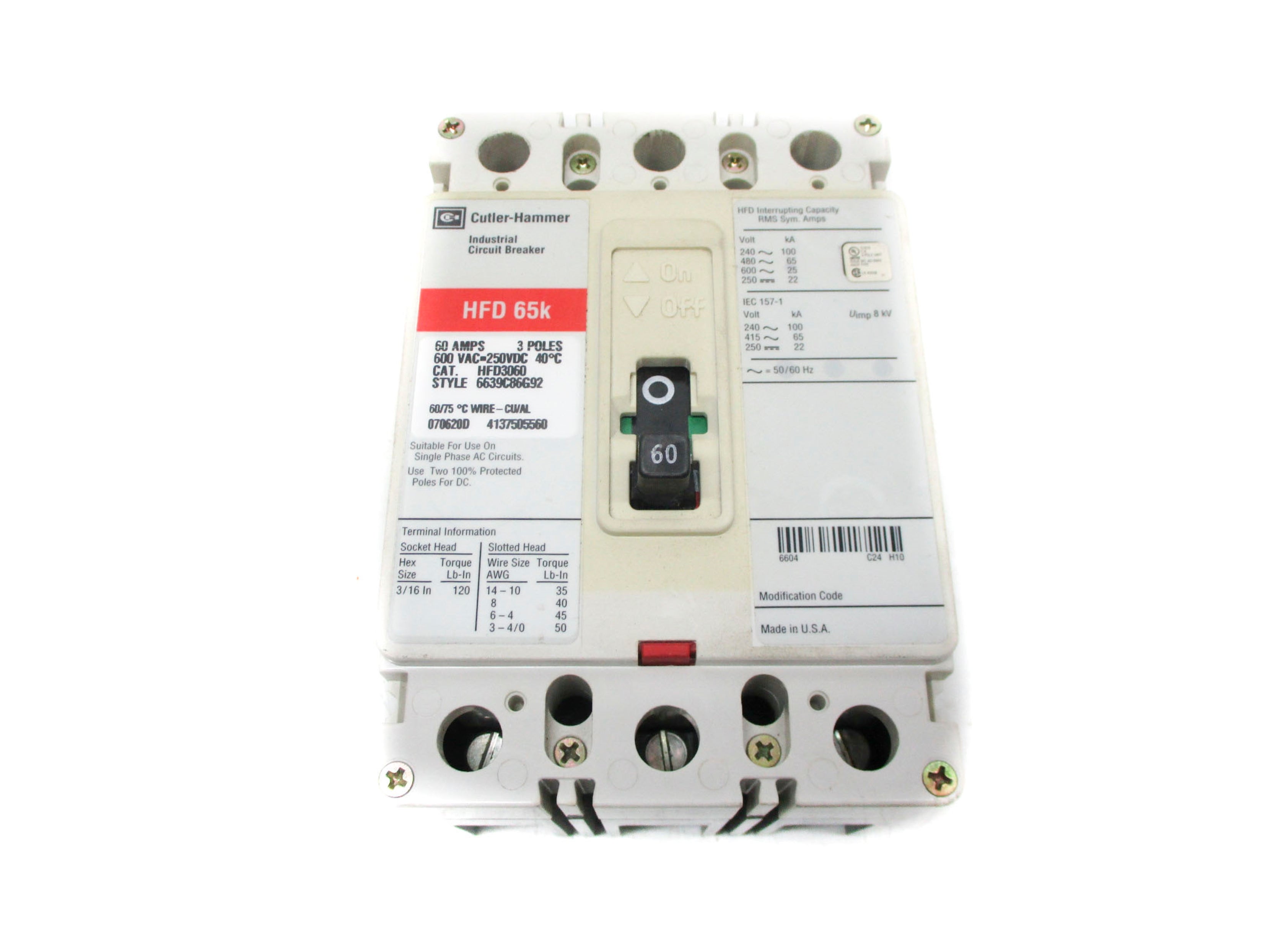 CUTLER HAMMER HFD3060 60A 600V (GREY) UNMP