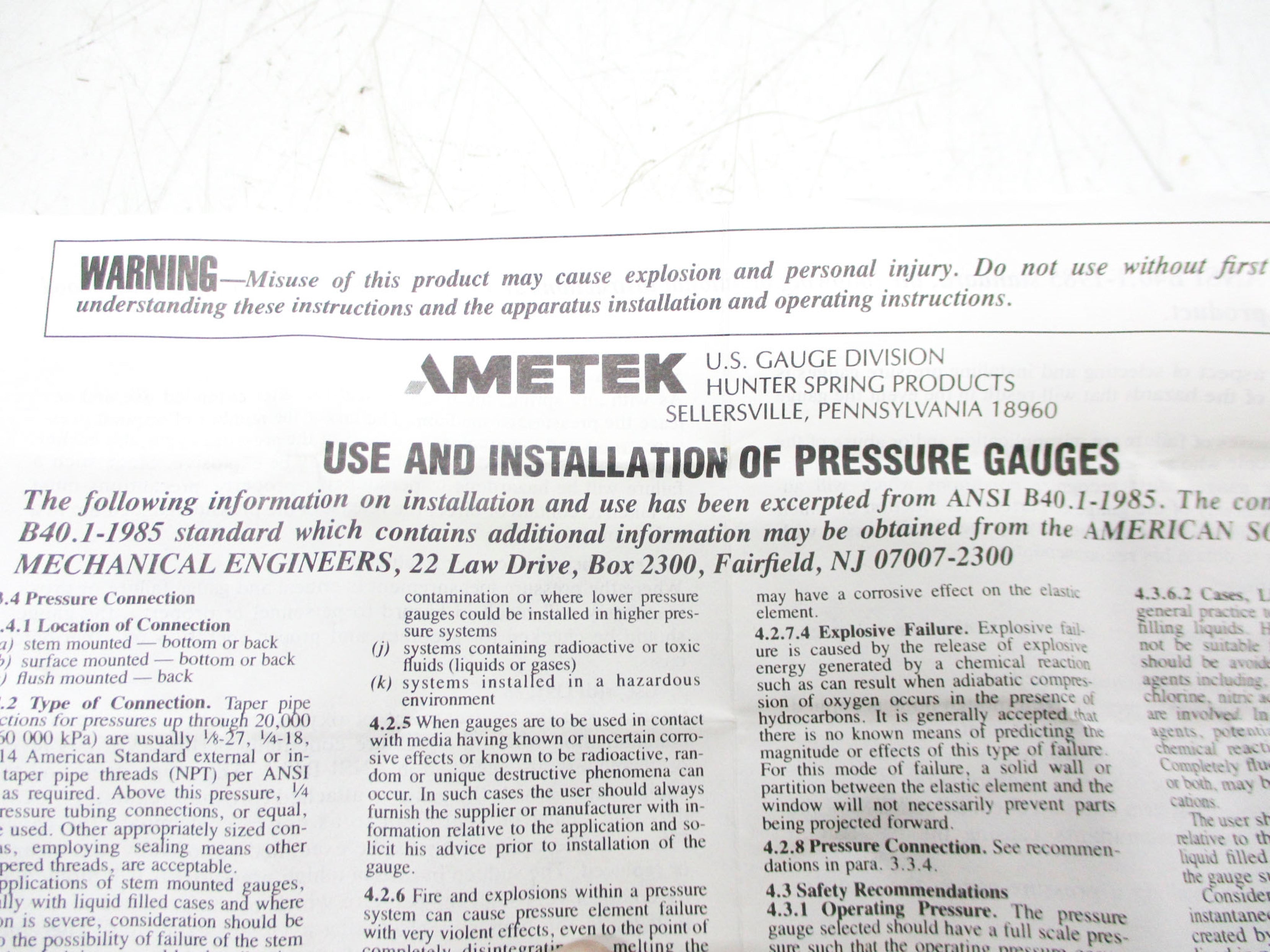 AMETEK P781642 160PSI NSMP