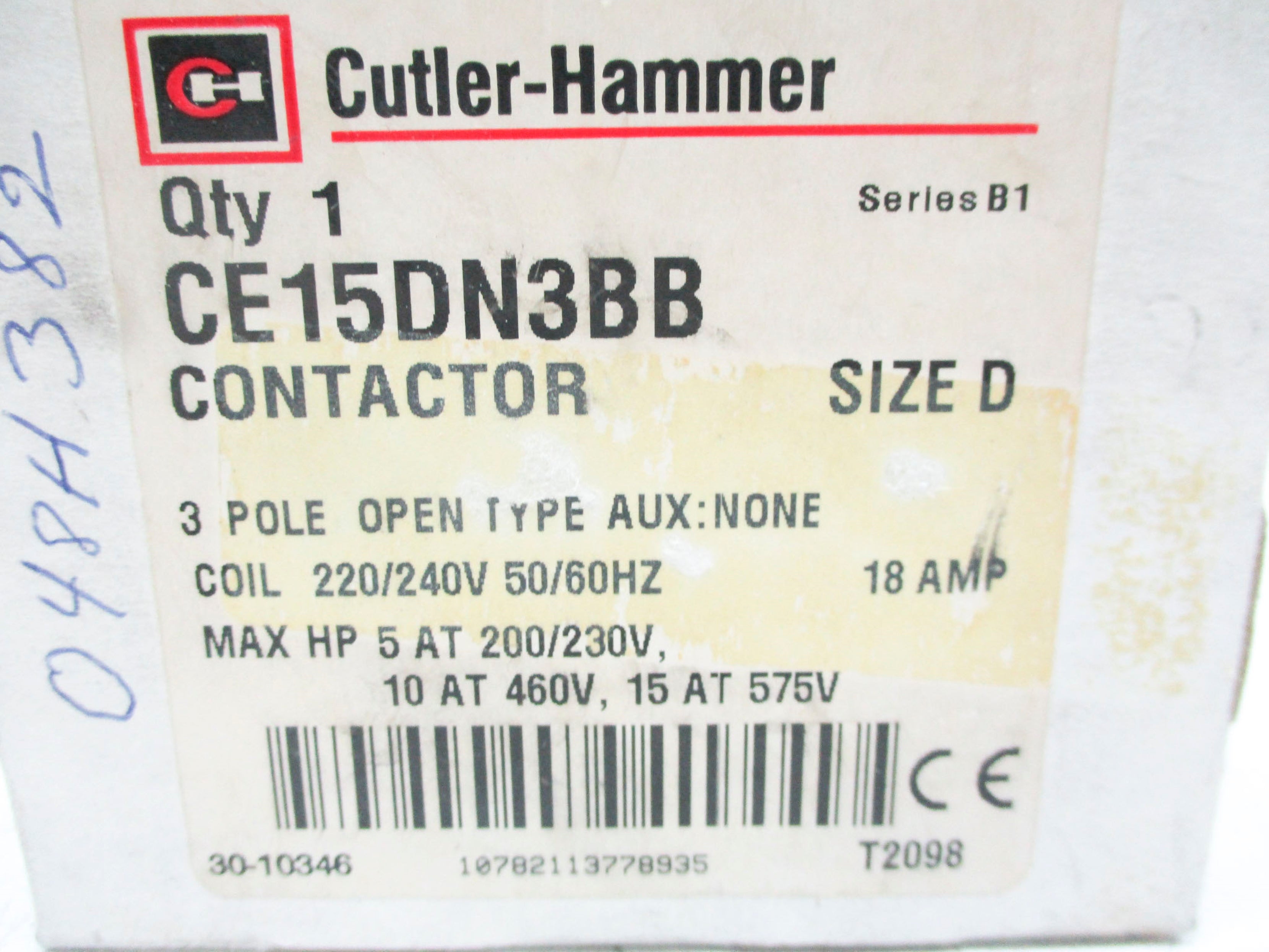 CUTLER HAMMER CE15DN3BB SER. B1 220/240V NSMP