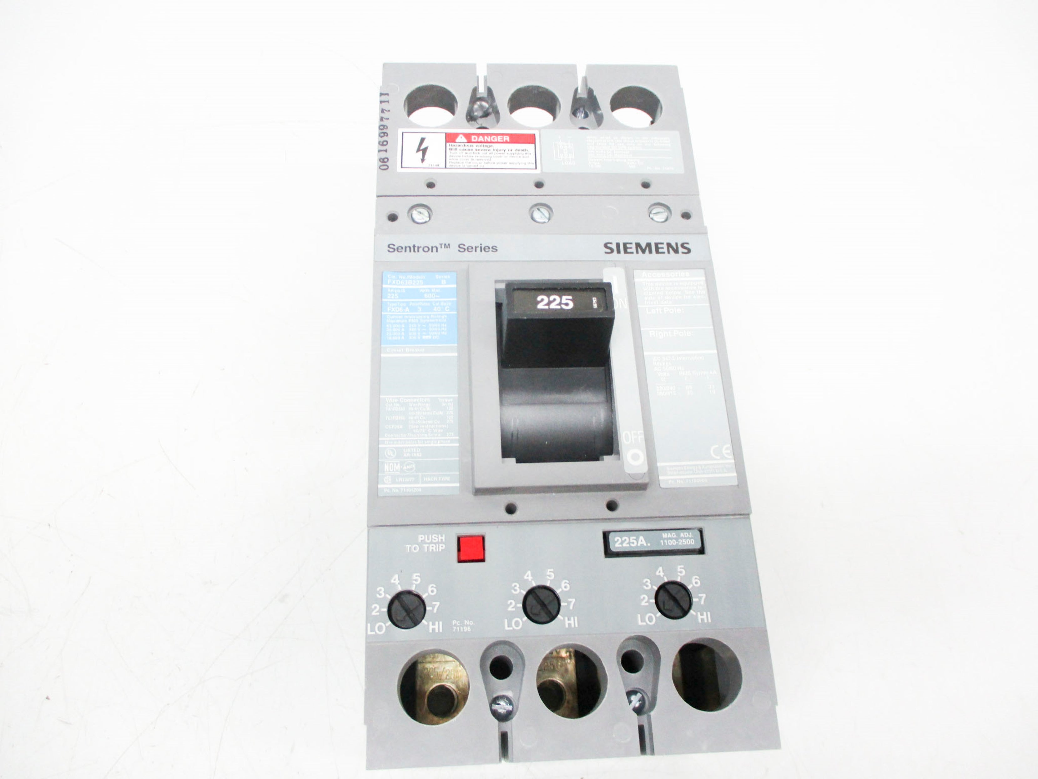 SIEMENS FXD63B225 SER. B 225A 600VAC NSMP