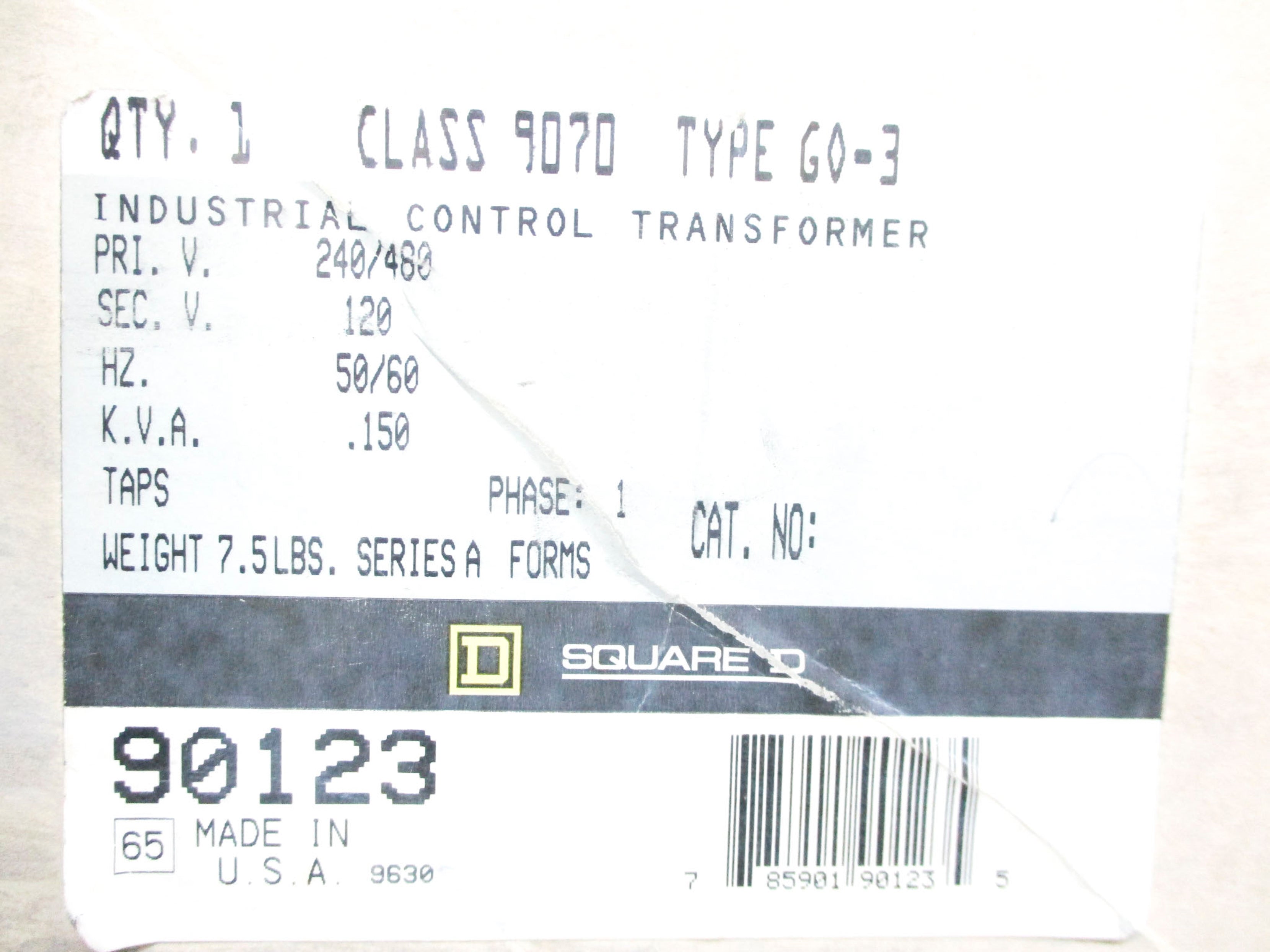 SQUARE D 9070GO3 SER. A 240/480V NSMP