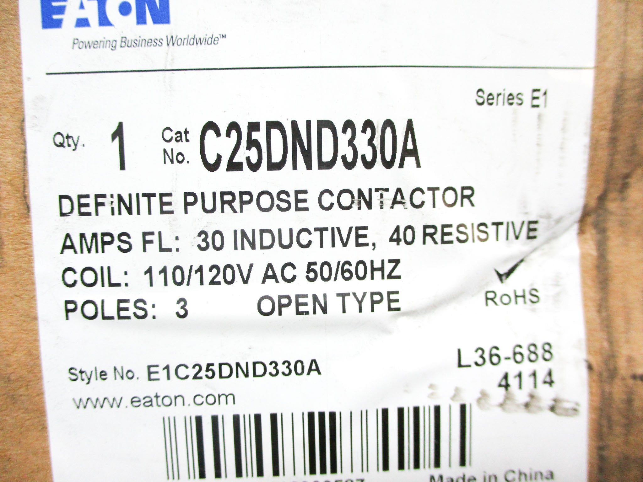 EATON C25DND330A SER. E1 110/120V NSMP