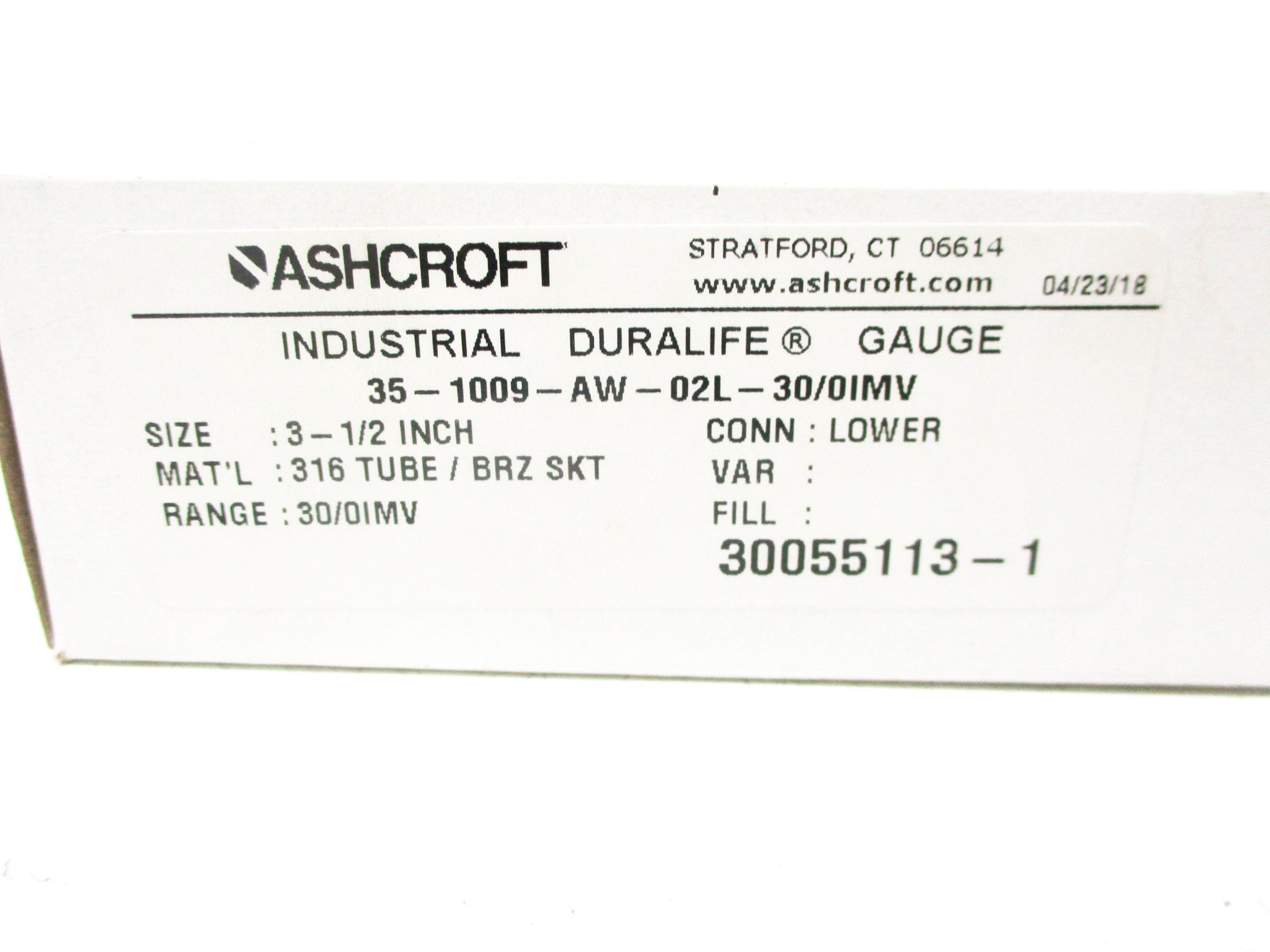 ASHCROFT 35-1009-AW-02L-30/OIMV 30-0VAC NSMP