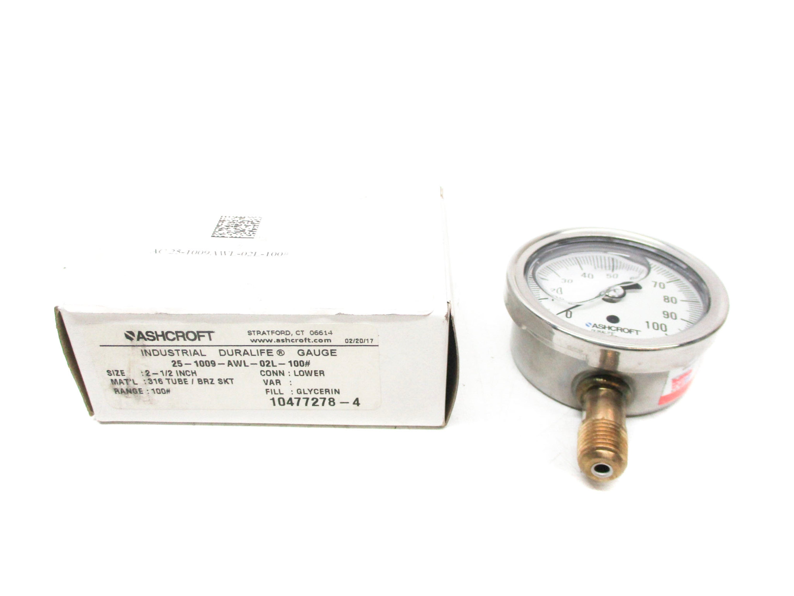 ASHCROFT 25-1009-AWL-02L-100 0-100PSI NSMP