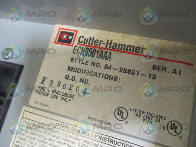 CUTLER HAMMER ECN0501AAA SER. A1 MOTOR STARTER *USED*