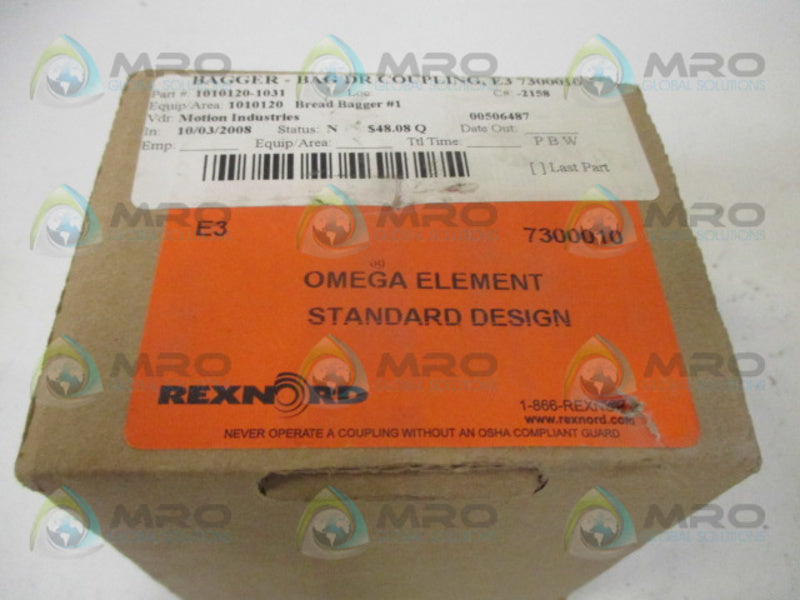REXNORD 7300010 E3 OMEGA COUPLING ELEMENT *NEW IN BOX*