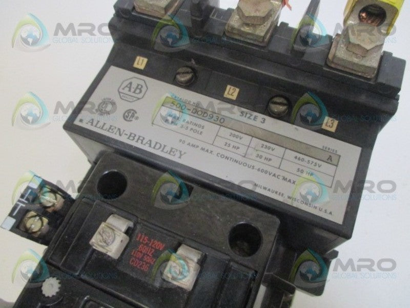 ALLEN BRADLEY 500-DOD930 SER. A CONTACTOR 120V *USED*