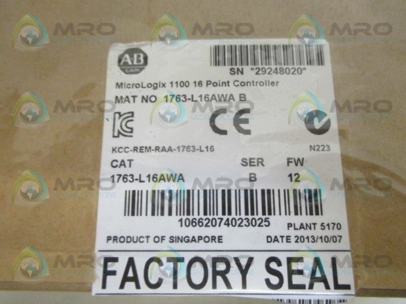 ALLEN BRADLEY MICROLOGIX 1100 1763-L16AWA SER. B F/W 12 CONTROLLER *NEW IN BOX*