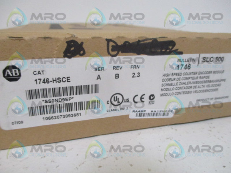 ALLEN BRADLEY SLC 500 1746-HSCE SER. A F/W 2.3 HIGH SPEED COUNTER *NEW IN BOX*