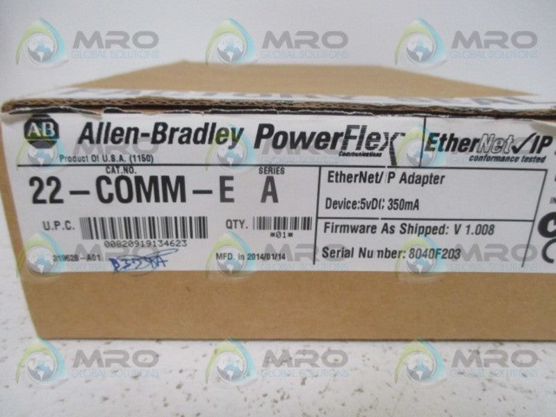 ALLEN BRADLEY POWERFLEX 22-COMM-E SER. A F/W 1.008 ETHERNET ADAPTER *NEW IN BOX*