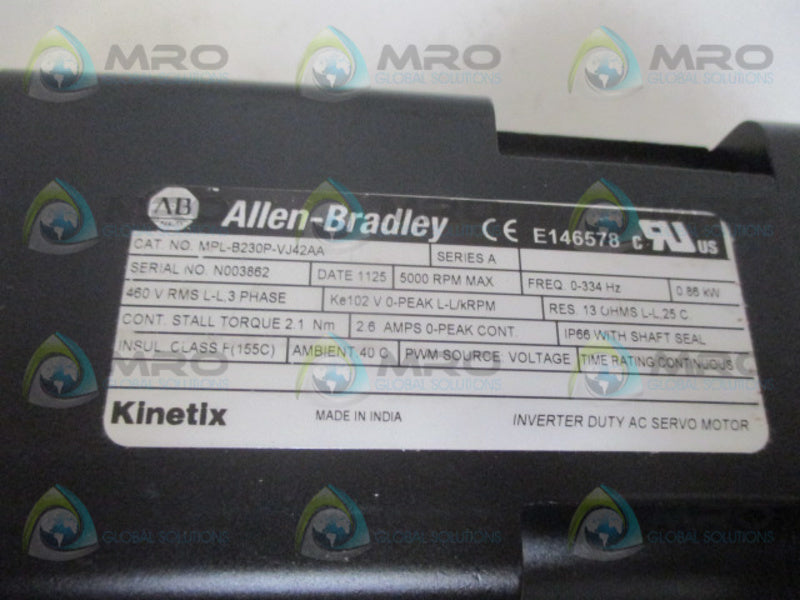 ALLEN BRADLEY KINETIX MPL-B230P-VJ42AA SER. A SERVO MOTOR *NEW IN BOX*