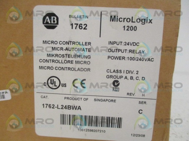 ALLEN BRADLEY MICROLOGIX 1200 1762-L24BWA SER. C F/W 12 CONTROLLER *NEW IN BOX*