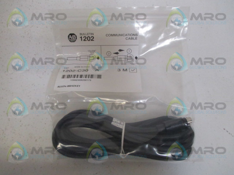 ALLEN BRADLEY 1202-C30 SER. A COMMUNICATIONS CABLE 3M *NEW IN FACTORY BAG*