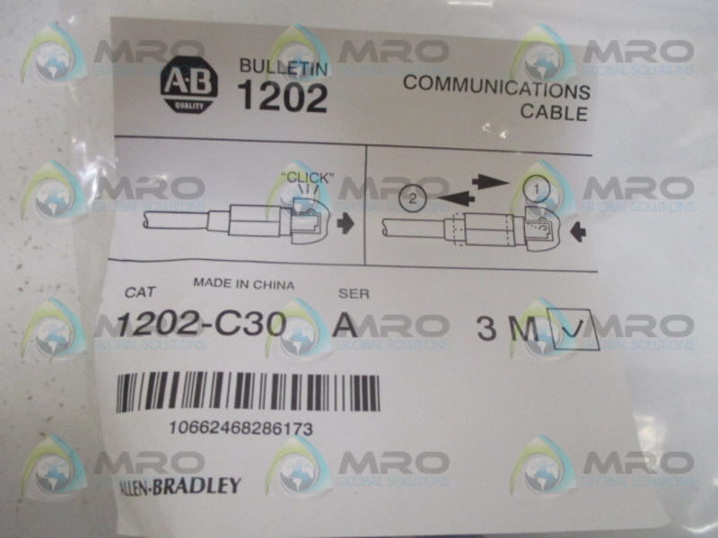 ALLEN BRADLEY 1202-C30 SER. A COMMUNICATIONS CABLE 3M *NEW IN FACTORY BAG*