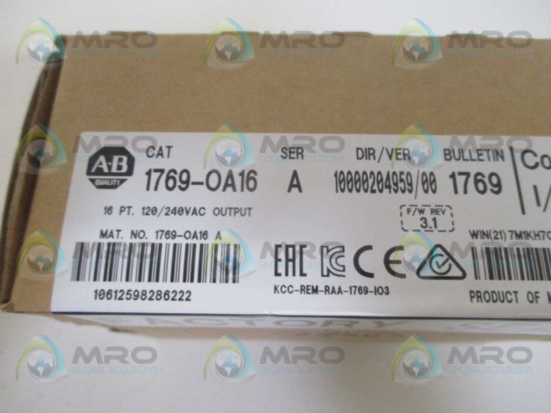 ALLEN BRADLEY 1769-OA16 SER. A F/W 3.1 DATE: 2015 *FACTORY SEALED*