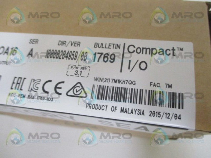 ALLEN BRADLEY 1769-OA16 SER. A F/W 3.1 DATE: 2015 *FACTORY SEALED*