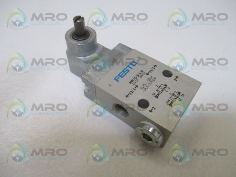 FESTO RW/O-3-1/8 ROLLER LEVER VALVE *USED*