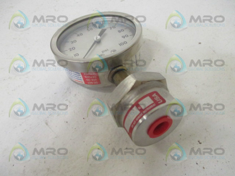 ASHCROFT 251009AW02L/ 310SSLXCG100 PRESSURE GAUGE 100 PSI *NEW NO BOX*