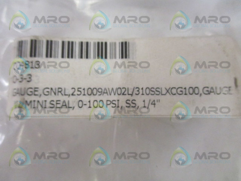 ASHCROFT 251009AW02L/ 310SSLXCG100 PRESSURE GAUGE 100 PSI *NEW NO BOX*