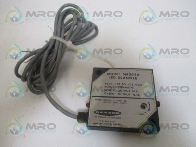 BANNER ENGINEERING SM502A LED SCANNER *USED*