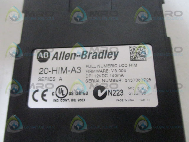 ALLEN BRADLEY POWERFLEX 20-HIM-A3 SER. A F/W 3.004 KEYPAD MODULE *NEW NO BOX*