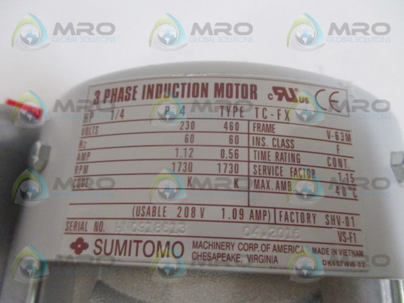 SUMITOMO TC-FX 3-PHASE INDUCTION MOTOR *NEW NO BOX*