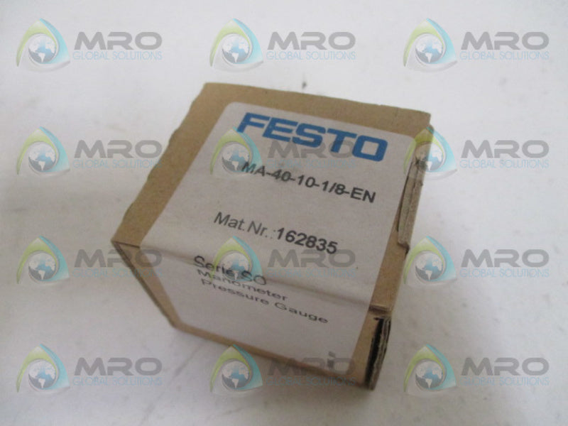 FESTO MA-40-10-1/8-EN PRESSURE GAUGE 0-140 PSI 0-10 BAR *NEW IN BOX*