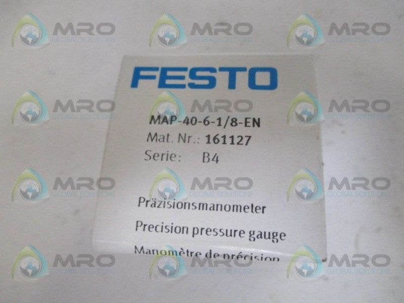 FESTO MAP-40-6-1/8-EN PRESSURE GAUGE 0-80PSI 0-6BAR *NEW IN BOX*