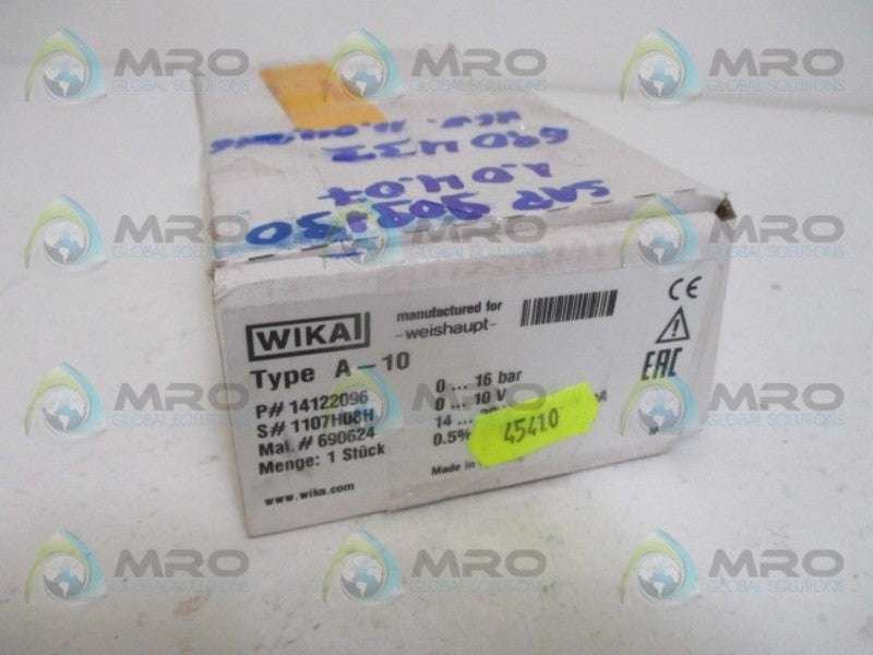 WIKA A-10 PRESSURE TRANSMITTER 14122096 *NEW IN BOX*