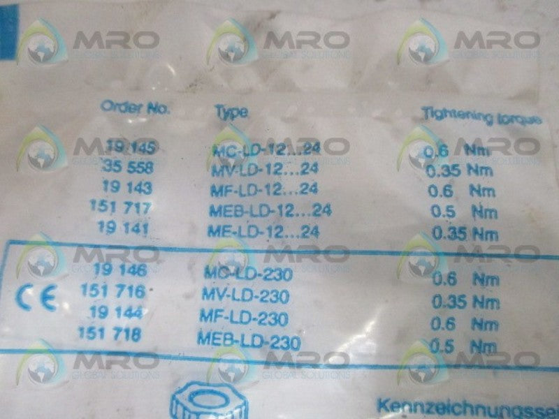 FESTO 19144 LED INDICATOR GASKET 230V *NEW IN FACTORY BAG*