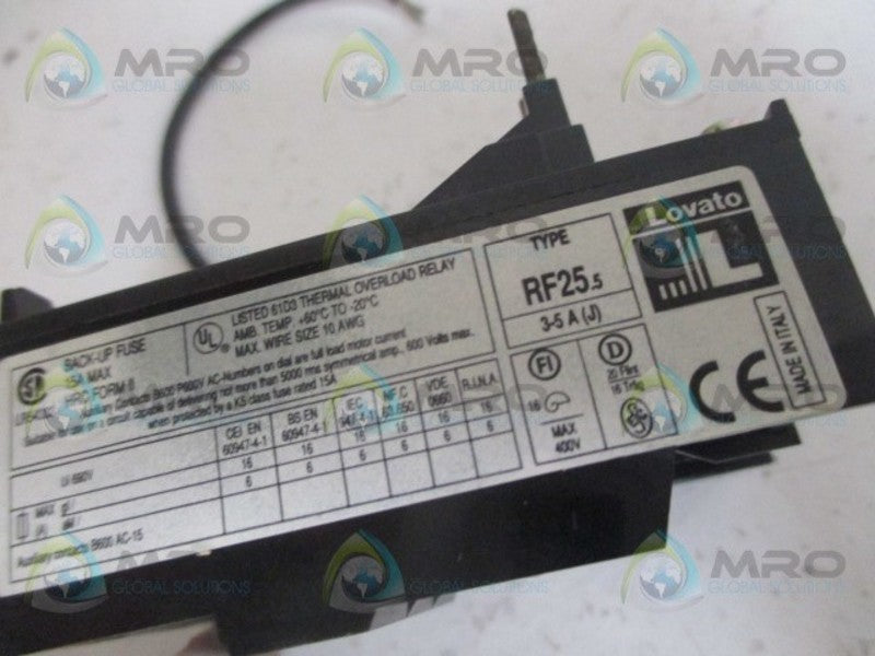 LOVATO RF25.5 OVERLOAD RELAY 3-5AMP *USED*