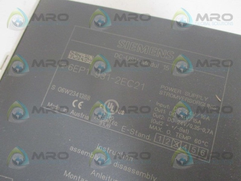 SIEMENS 6EP1931-2EC21 POWER SUPPLY /15A24VDC *NEW IN BOX*