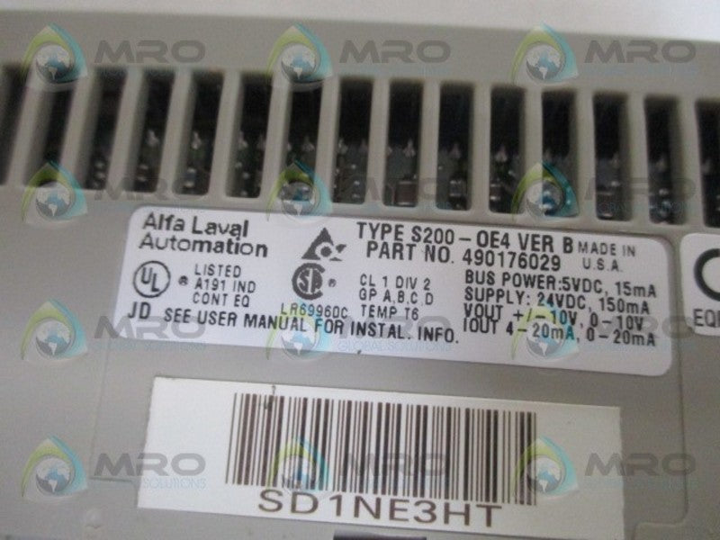 ALFA LAVAL S200-OE4 ANALOG OUTPUT *USED*