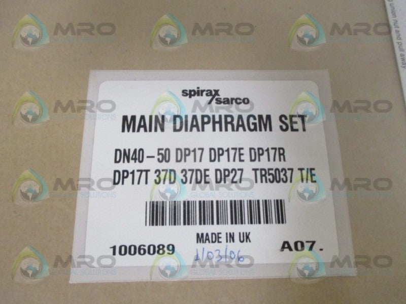 SPIRAX SARCO DP17E 1006089 MAIN DIAPHRAGM *NEW IN FACTORY BAG*
