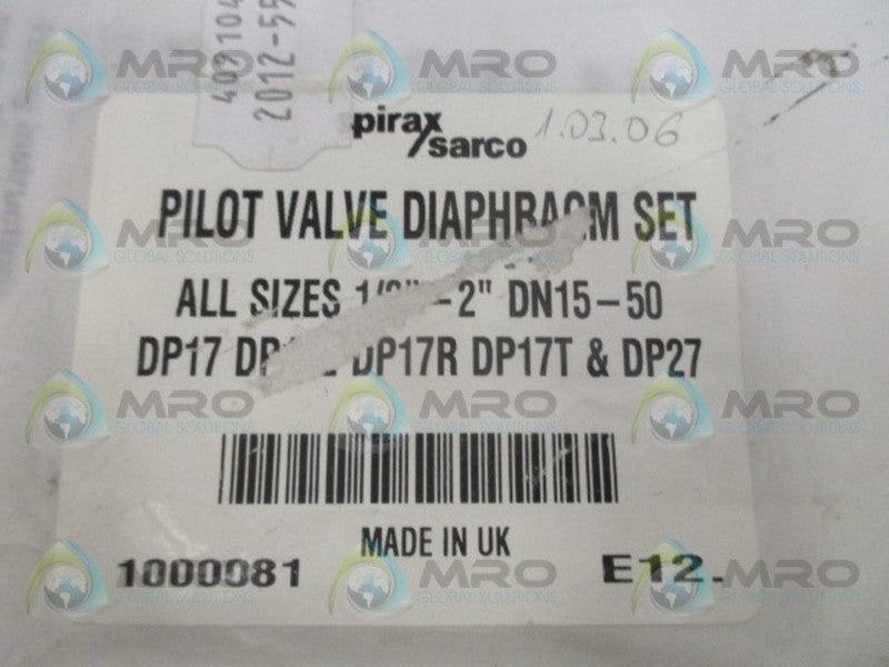 SPIRAX SARCO DN15-50 1000081 PILOT VALVE SET WITH PTFE 1/2"-2" *NEW NO BOX*