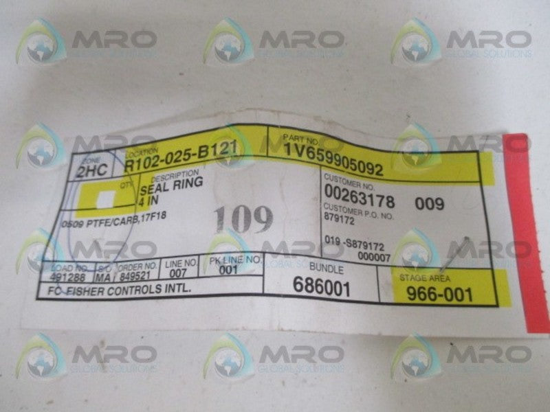 FISHER 1V659905092 SEAL RING 4" *NEW NO BOX*