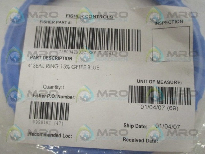 FISHER 75B0042X032 SEAL RING 4" *NEW IN FACTORY BAG*