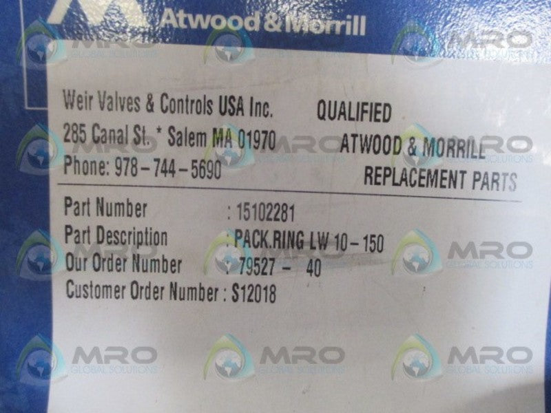 ATWOOD & MORRILL 15102281 PACKING RING NSMP