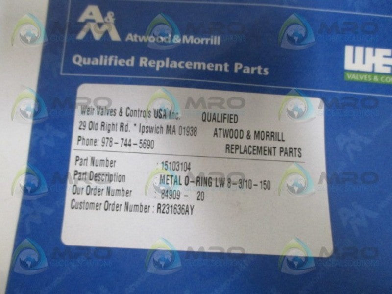 ATWOOD & MORRILL 15103104 METAL O-RING NSMP