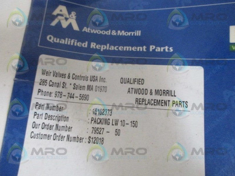 ATWOOD & MORRILL 15102373 PACKING RING KIT NSMP