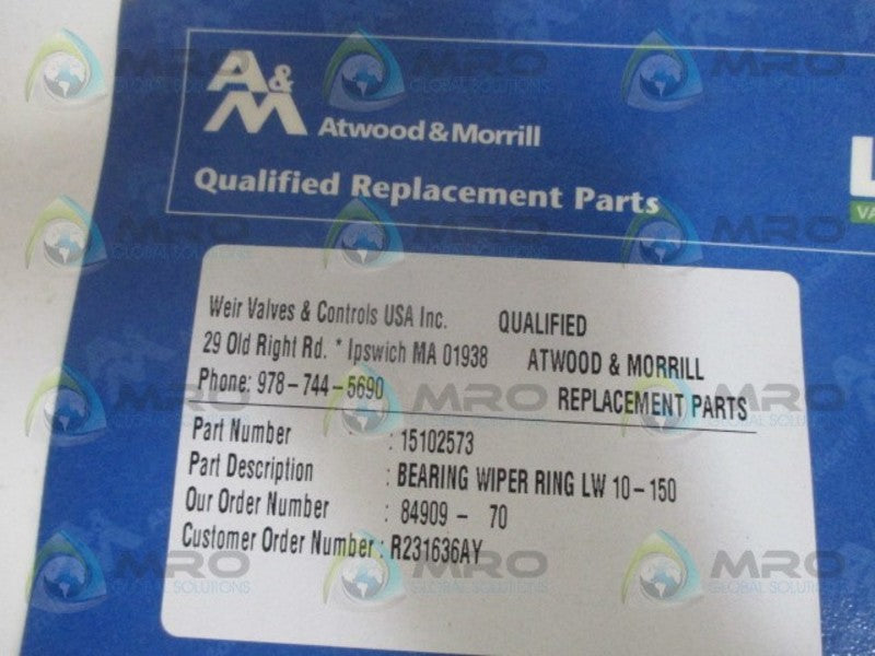 ATWOOD & MORRILL 15102573 BEARING WIPER RING NSMP