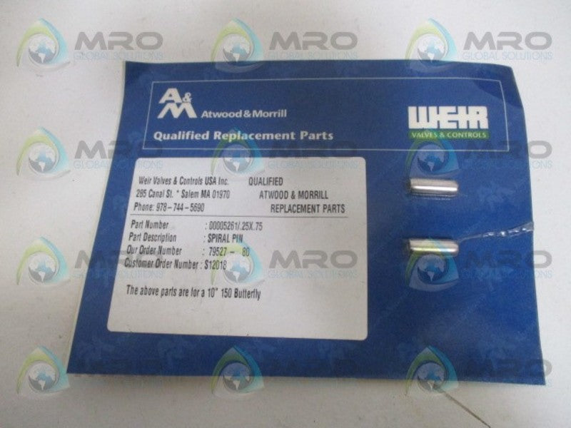 ATWOOD & MORRILL 00005261/.2X.75 SPIRAL PIN  NSMP