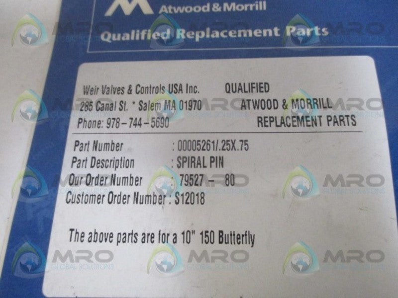 ATWOOD & MORRILL 00005261/.2X.75 SPIRAL PIN  NSMP