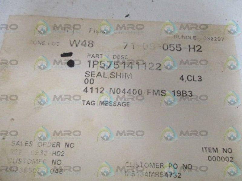 FISHER 1P575141122 SHIM SEAL *NEW NO BOX*