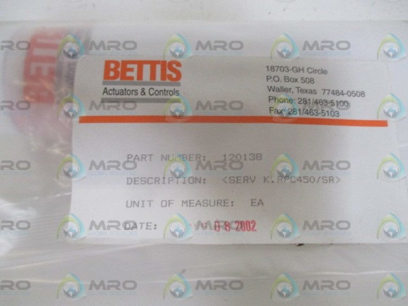 BETTIS 120138 ACTUATOR LUBRICANT *NEW IN FACTORY BAG*