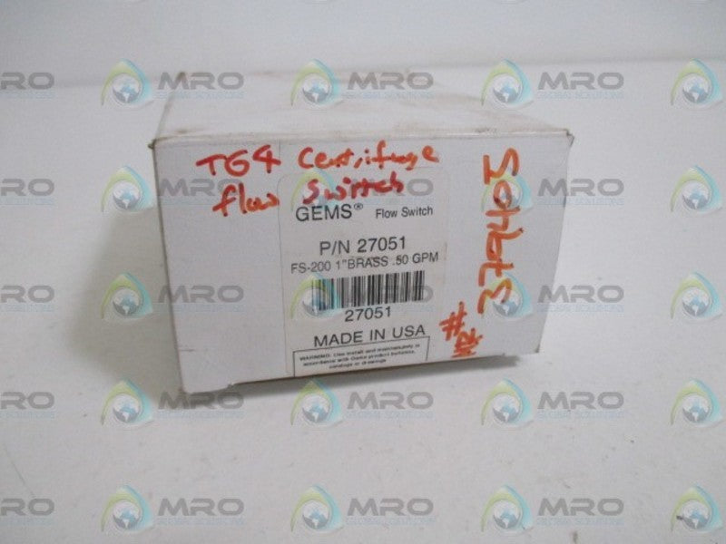 GEMS 27051 FLOW SWITCH FS-200 BRASS 1" *NEW IN BOX*