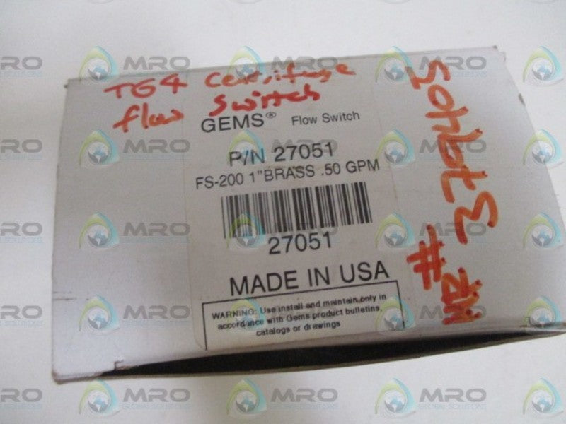 GEMS 27051 FLOW SWITCH FS-200 BRASS 1" *NEW IN BOX*
