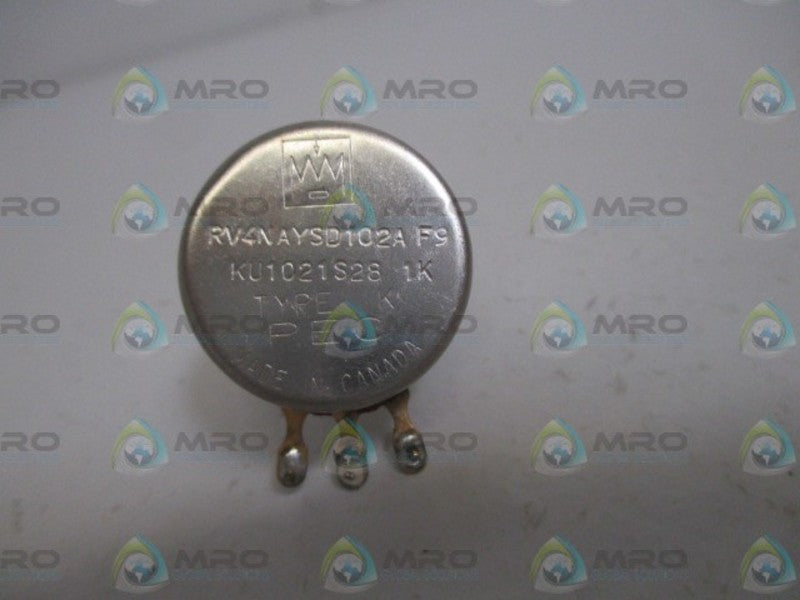 INDUSTRIAL MRO RV4NAYSD102A KU1021S28 POTENTIOMETER 1K *USED*